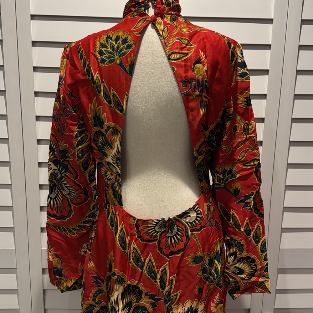 FARM Rio Red Maxi Floral Cutout LENZING™ ECOVERO™ Viscose Half lined Midi Dress - Picture 10 of 13
